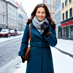 **

"A woman in a stylish wool coat, fully clothed, appropriate attire, standing on a city street during winter. She is wearing a wool scarf and gloves, safe for work, perfect anatomy, correct proportions, professional photography, modest clothing, family-friendly, well-formed hands, proper finger count, natural pose. Background features snow-dusted buildings and soft lighting."

**